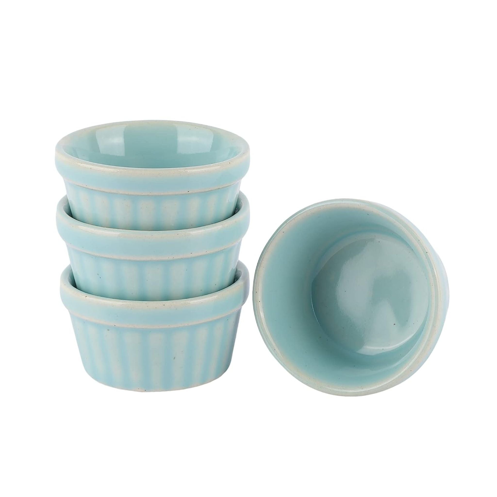 Mint Fluted Round Dip Bowl - Set of 4