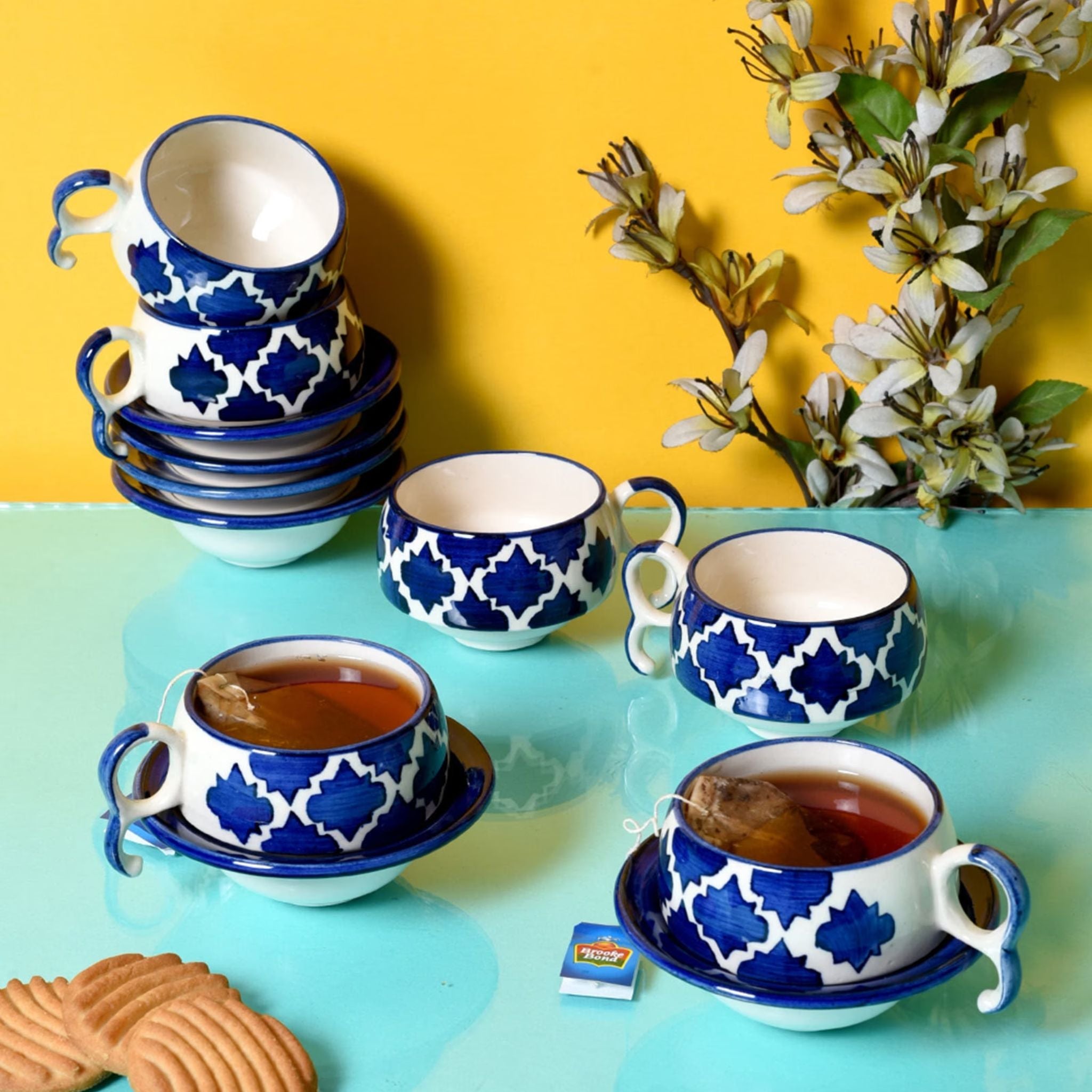 Moroccan Blue Tea Set - Set of 6