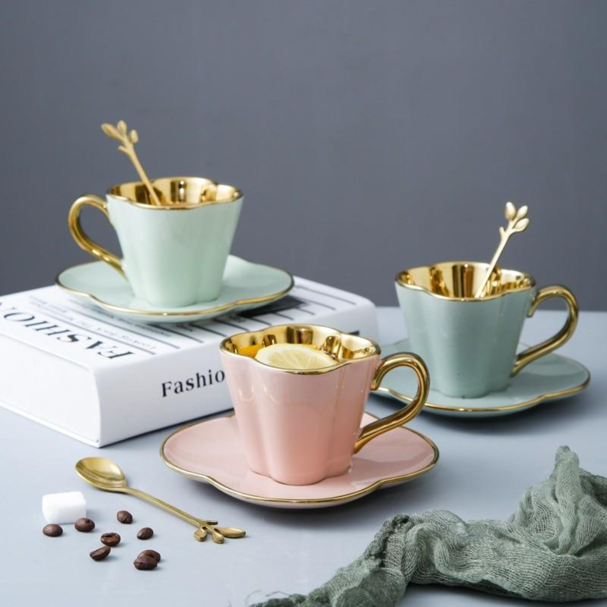 Pastel Tea Set with Spoon - Set of 6