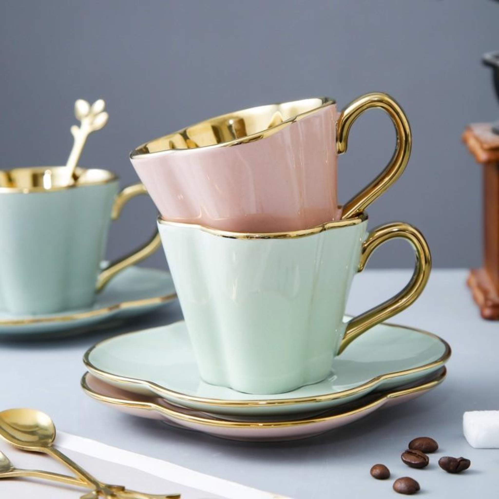 Pastel Tea Set with Spoon - Set of 6