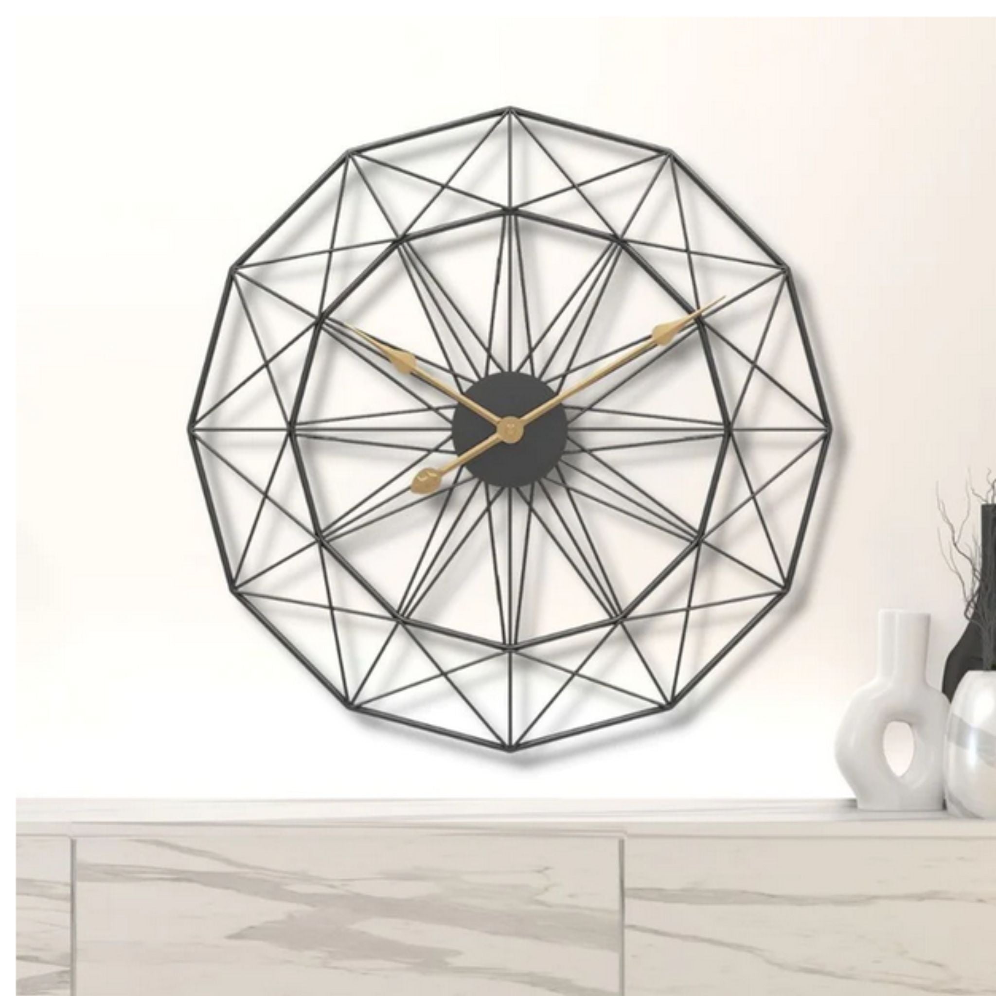 Polygon Geometric Metal Wall Clock