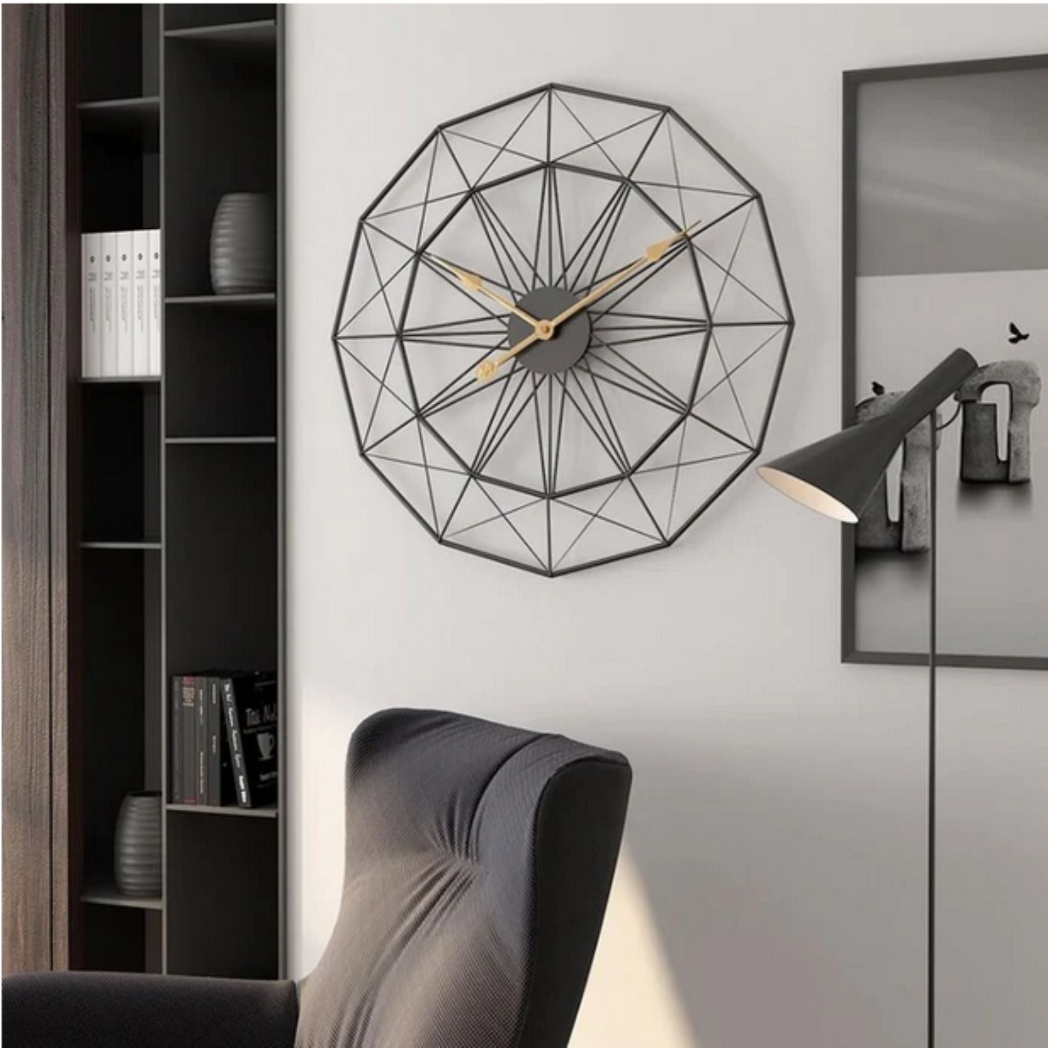 Polygon Geometric Metal Wall Clock