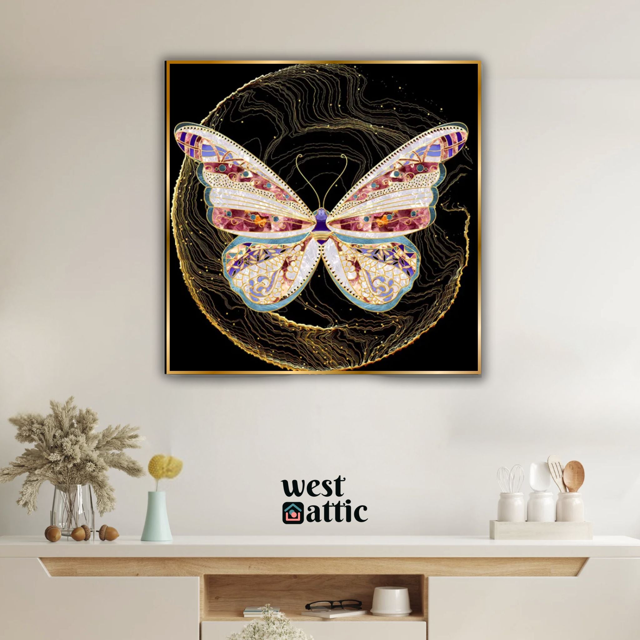 Radiant Butterfly Crystal Wall Frame