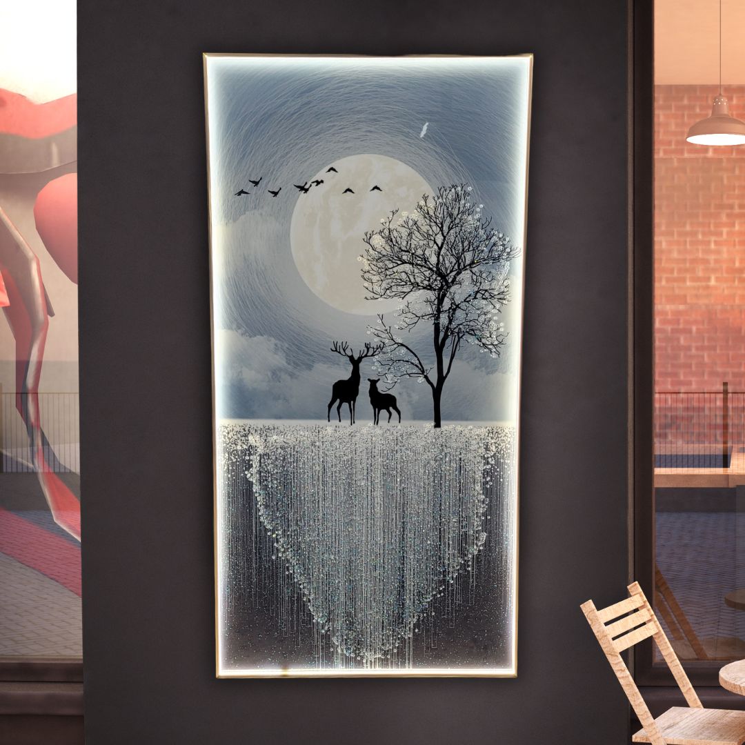 Moonlit Tranquility Crystal Wall Art with LED