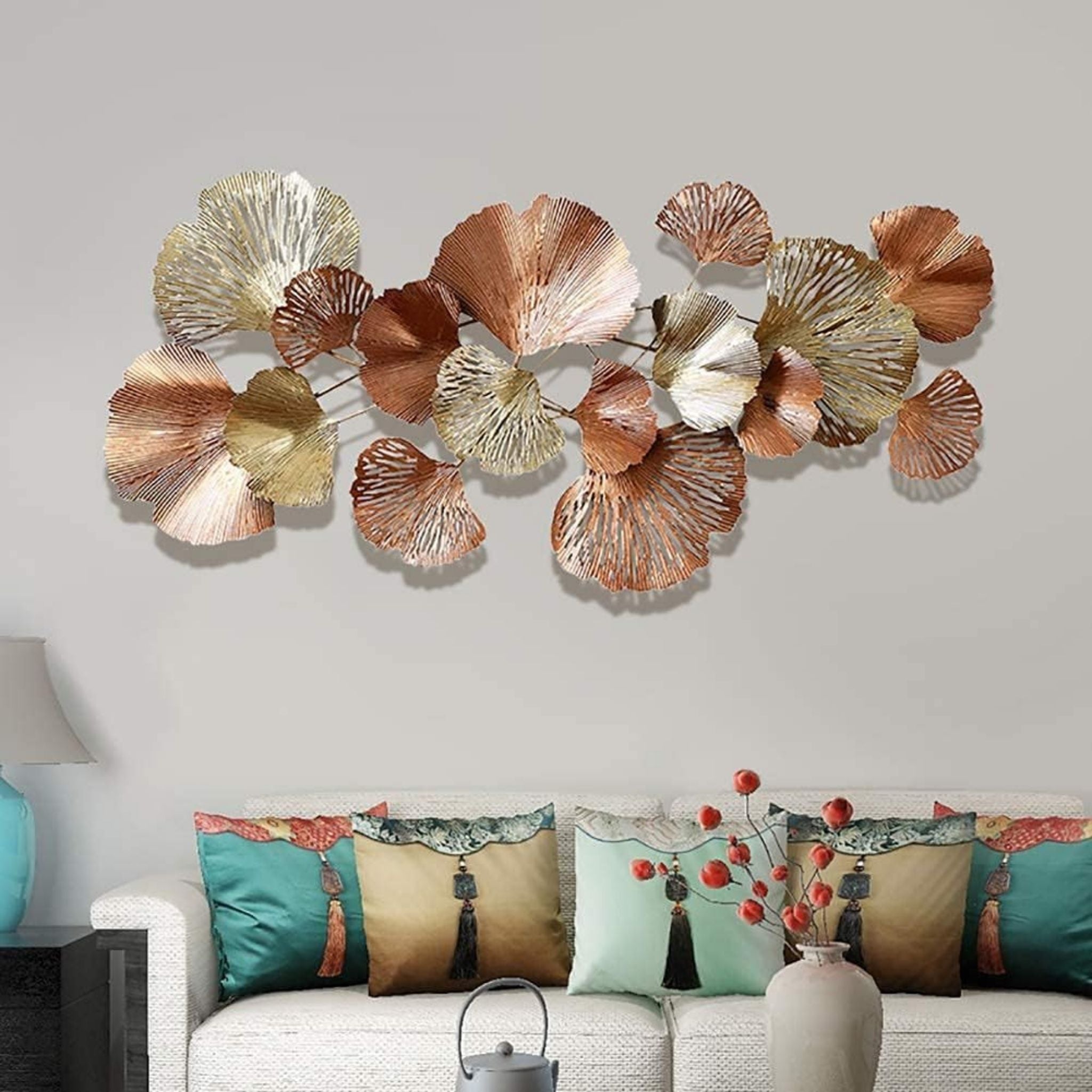 Rose Gold Ginkgo Foliage Walll Art