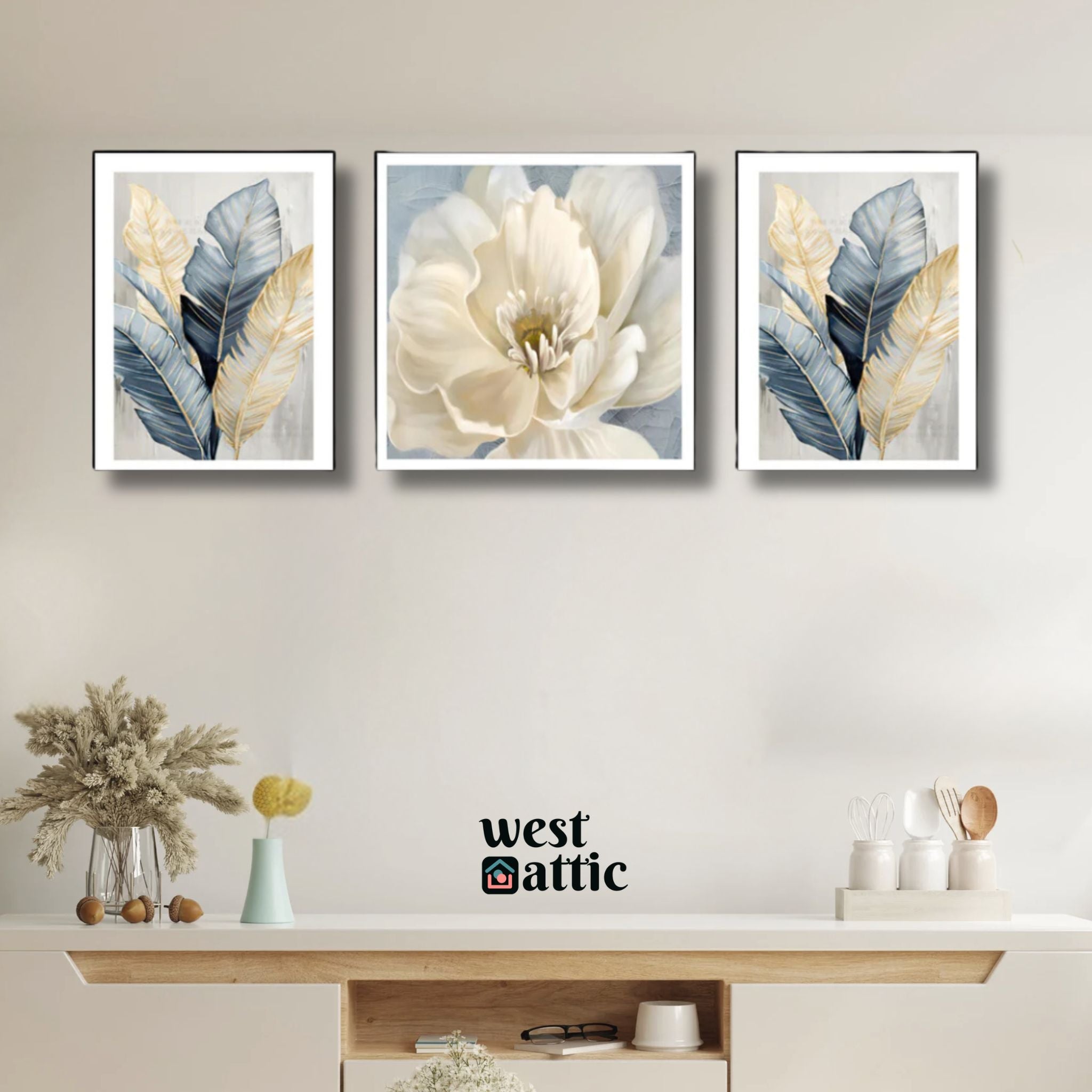 Serene Botanical Textured Wall Frame Trio