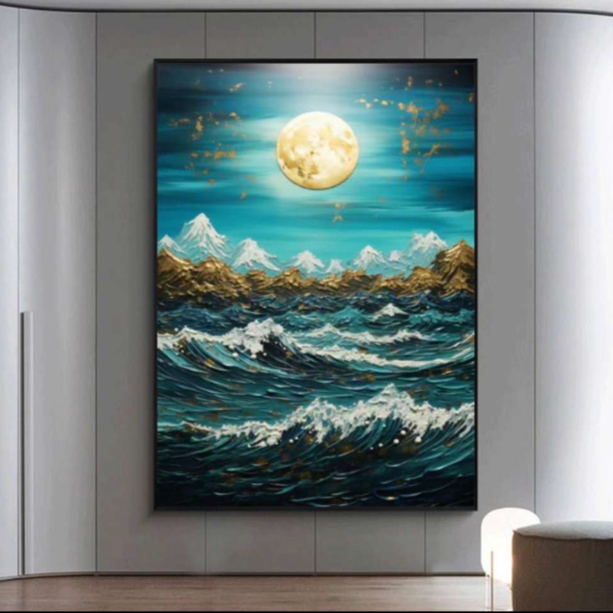 Serene Seascape Crystal Wall Painting