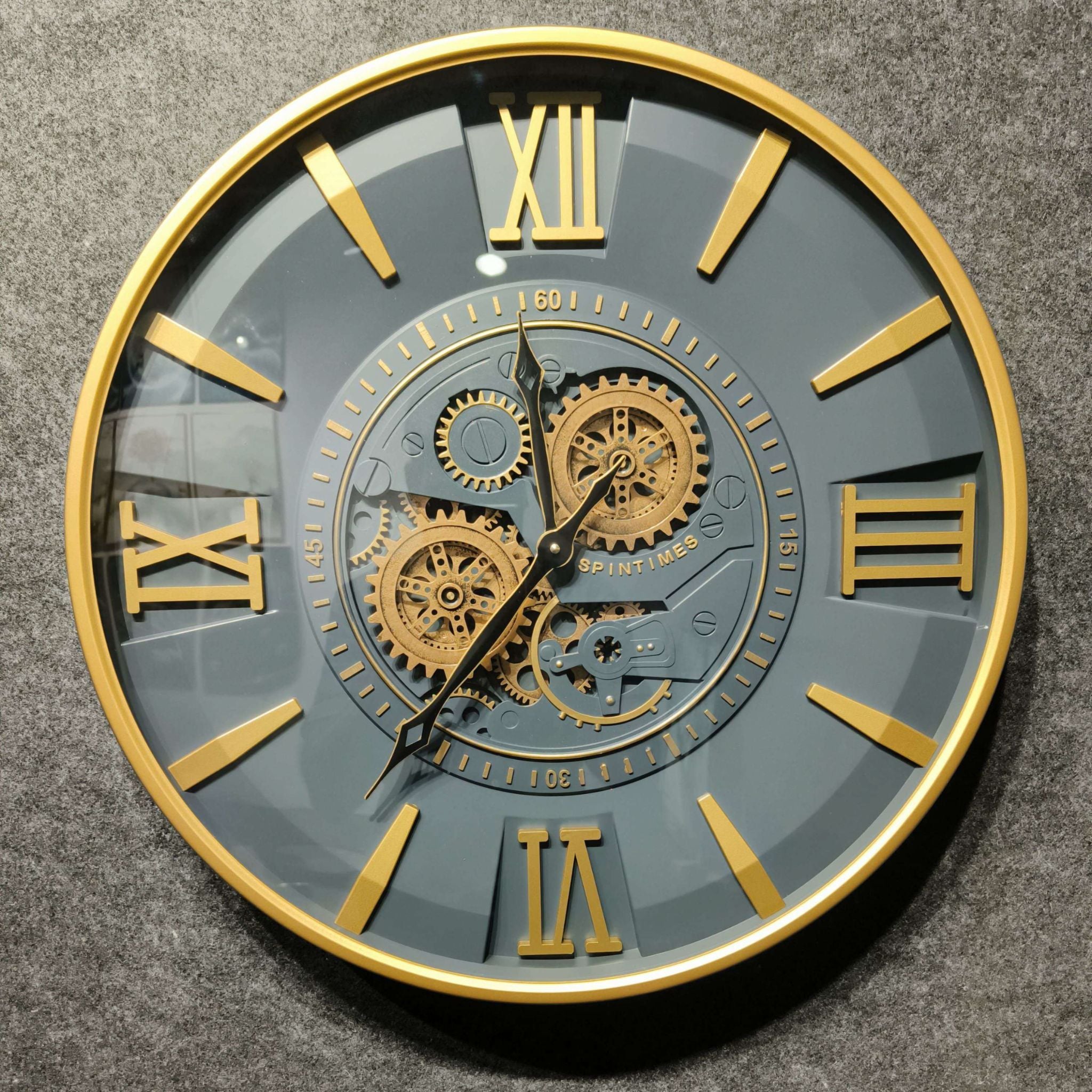 Slate Gold Gear Wall Clock