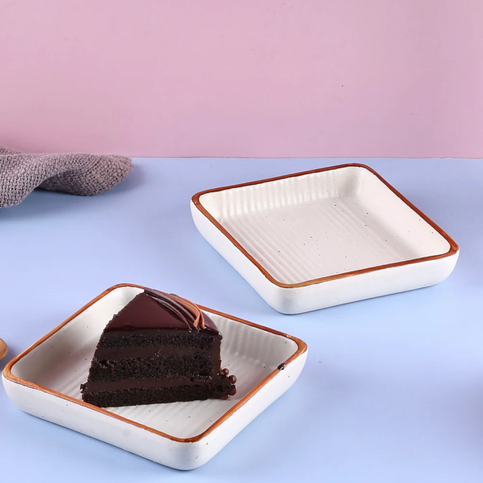 Sophisticated Simplicity: Brown Rim Dessert Plate