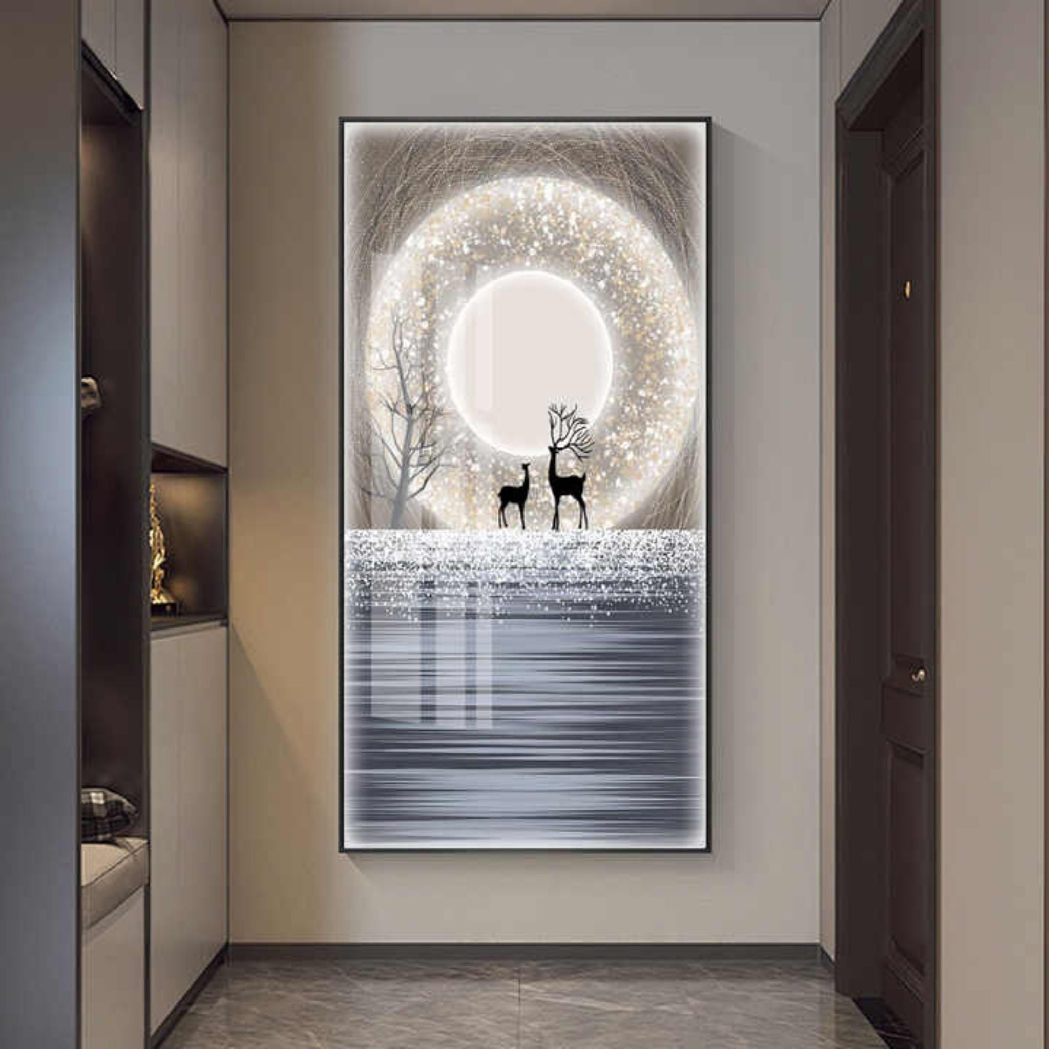 Starry Night Illuminated Crystal Wall Painting with LED