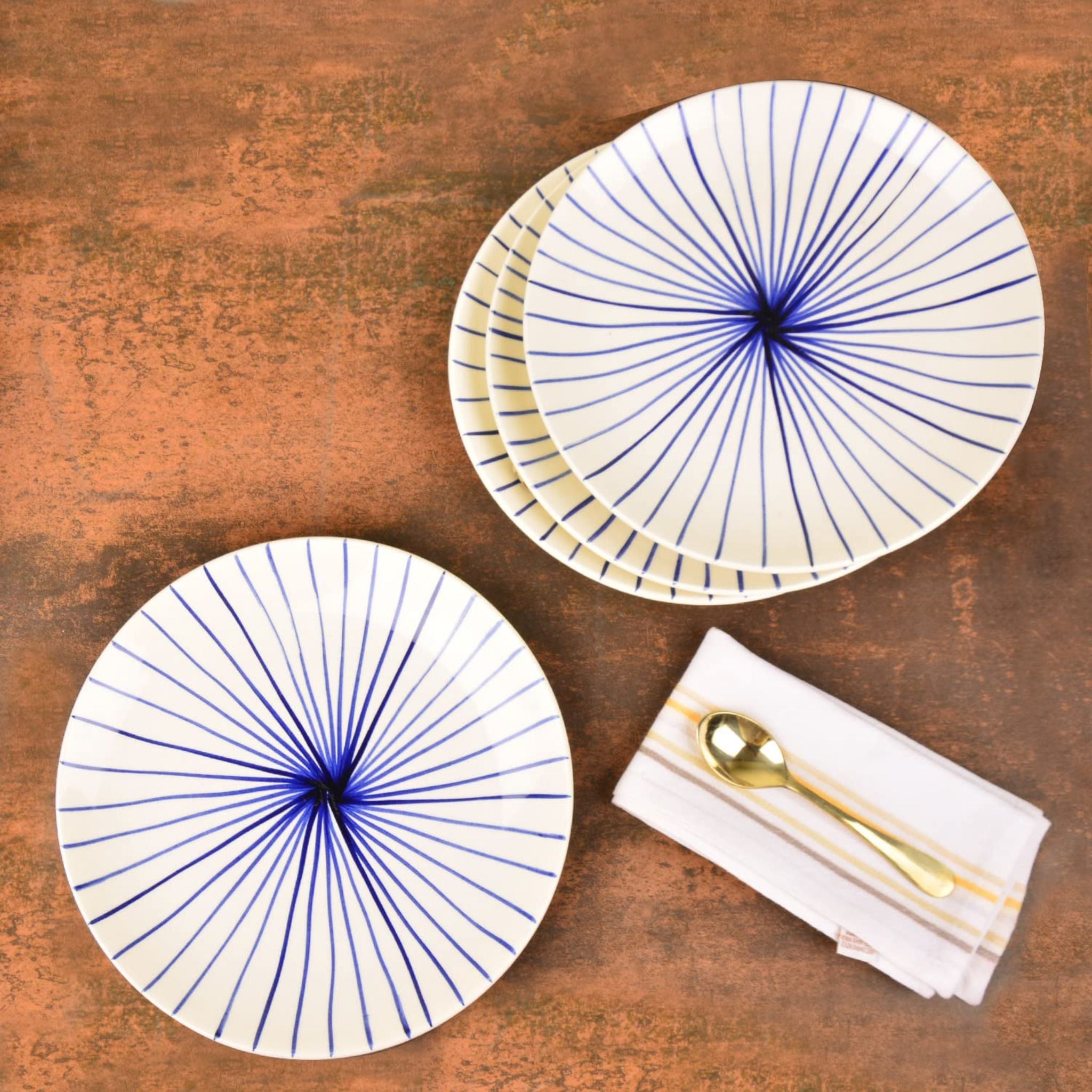 Striped Elegance Ceramic Plates