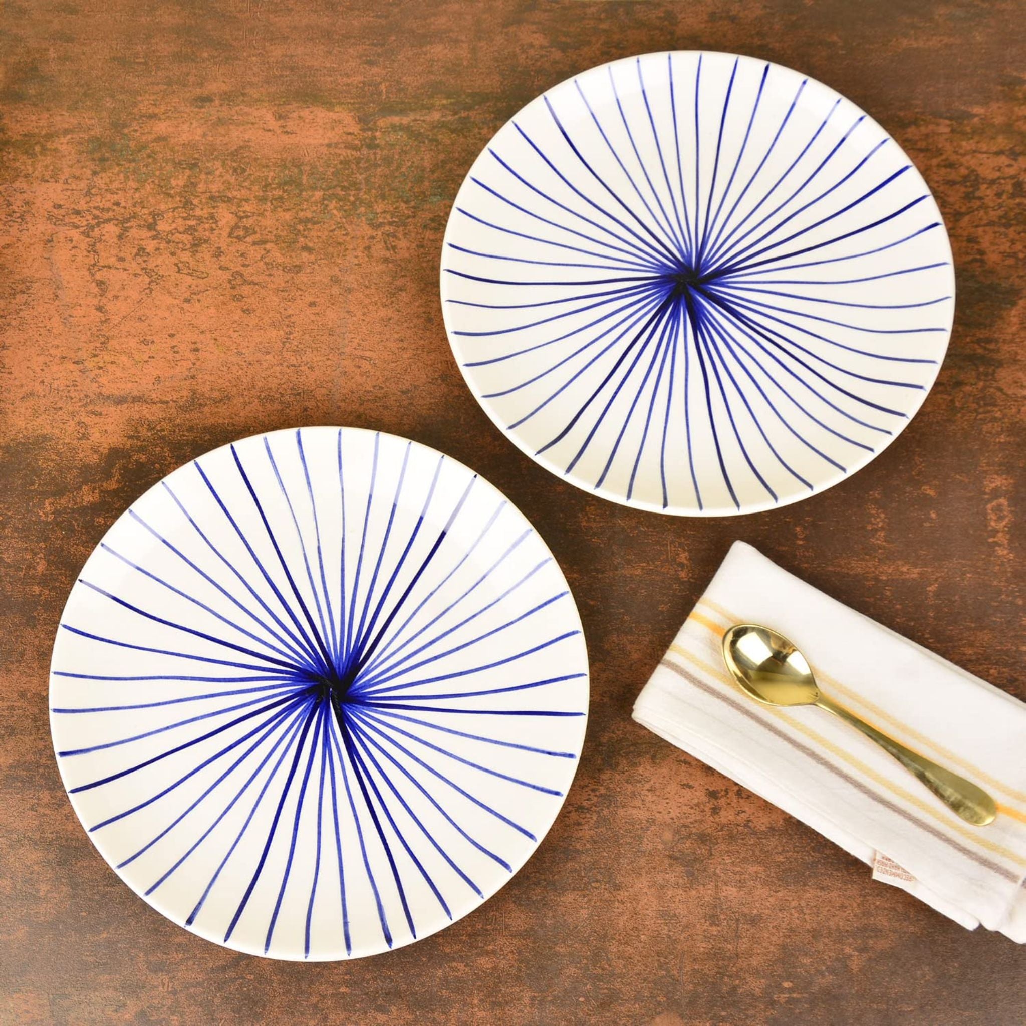 Striped Elegance Ceramic Plates