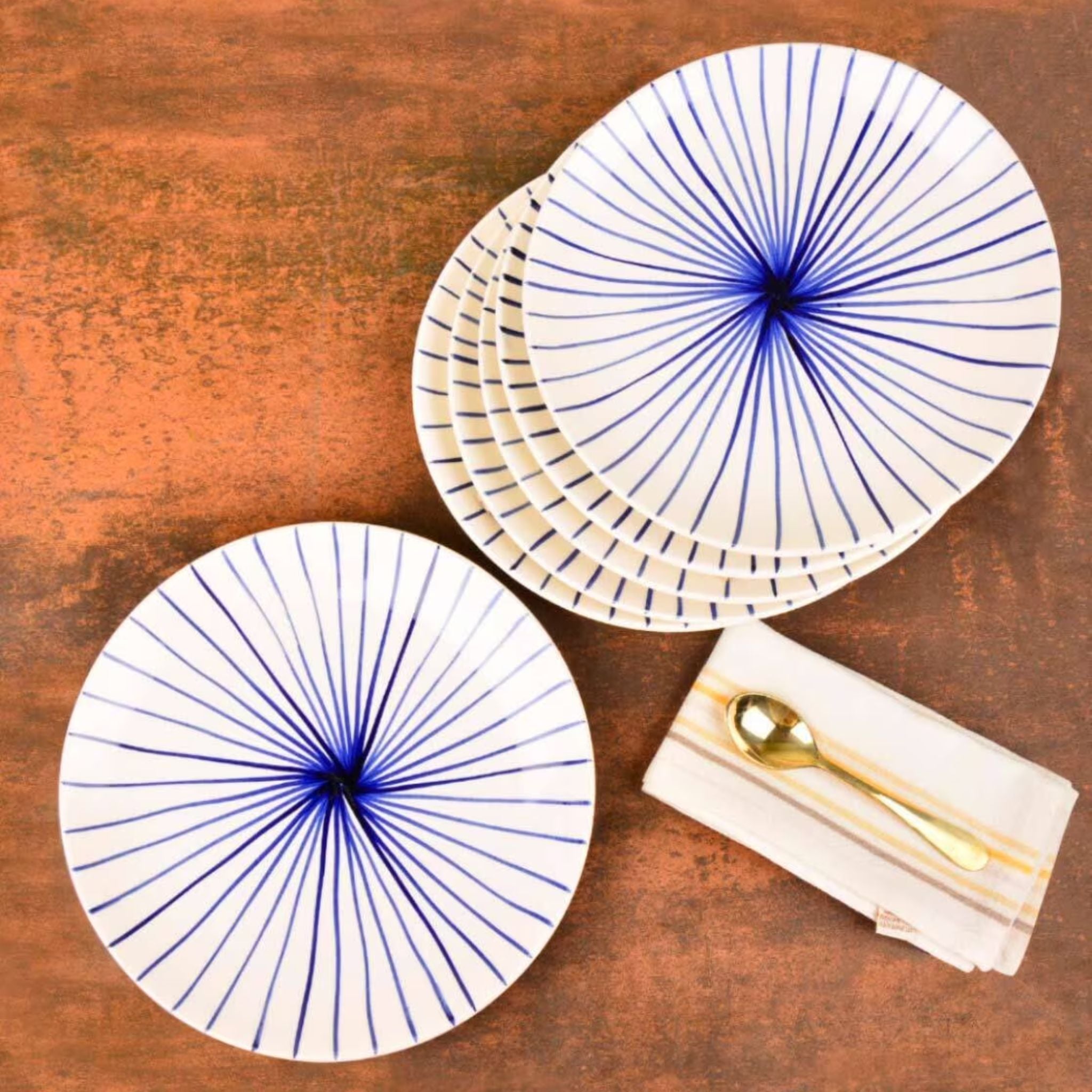 Striped Elegance Ceramic Plates