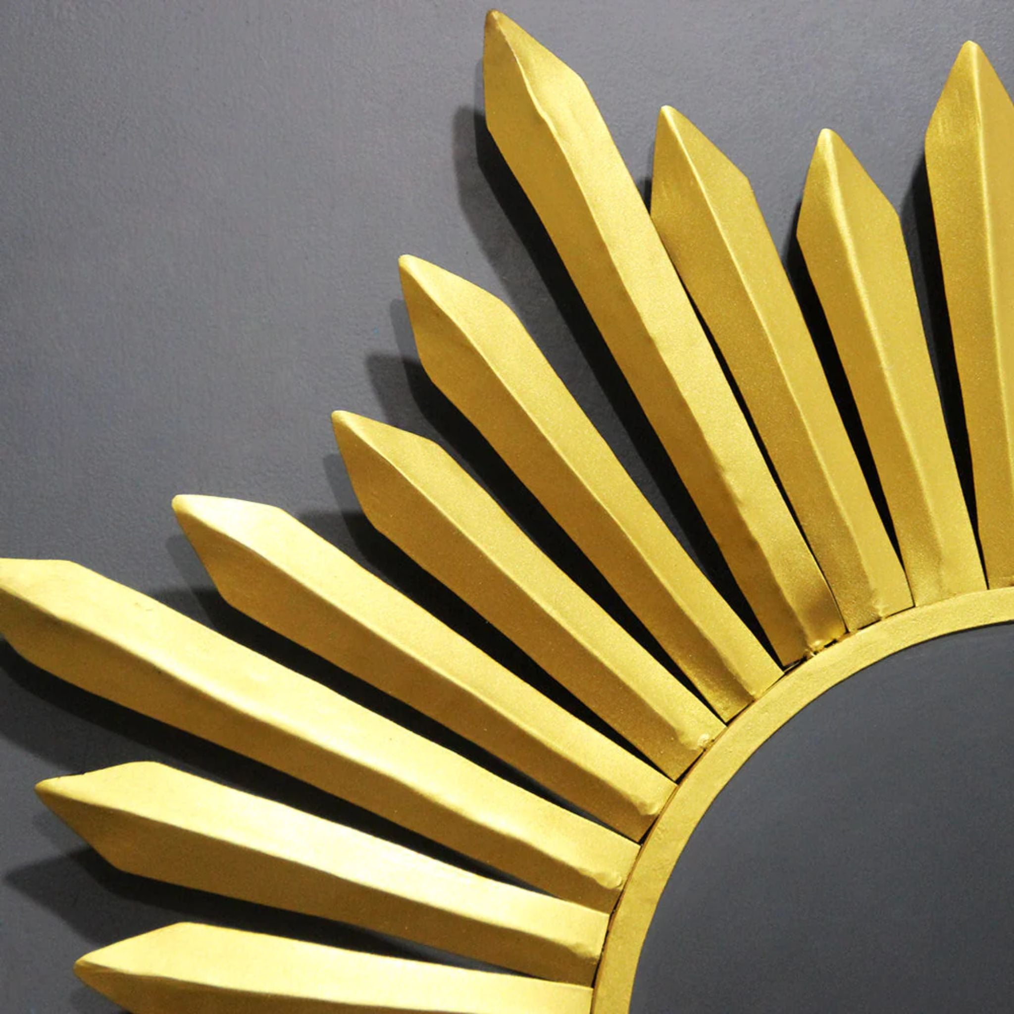 Sunburst Reflections: Edgy Yellow Strands Wall Mirror