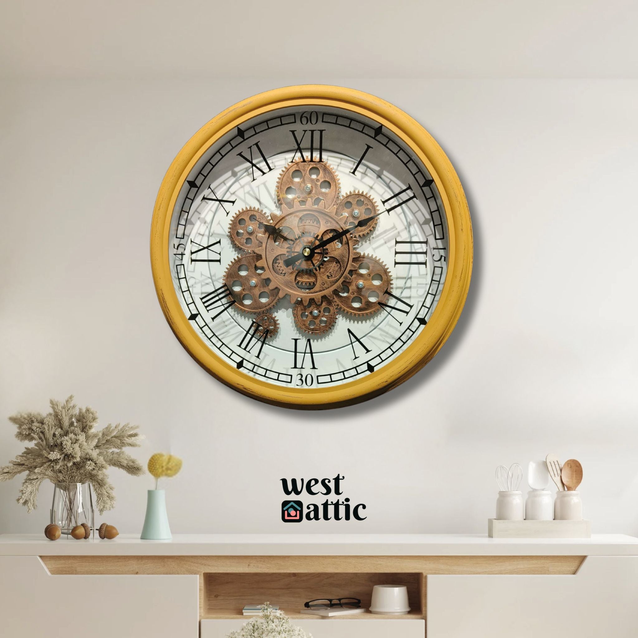 Sunny Copper Gear Wall Clock