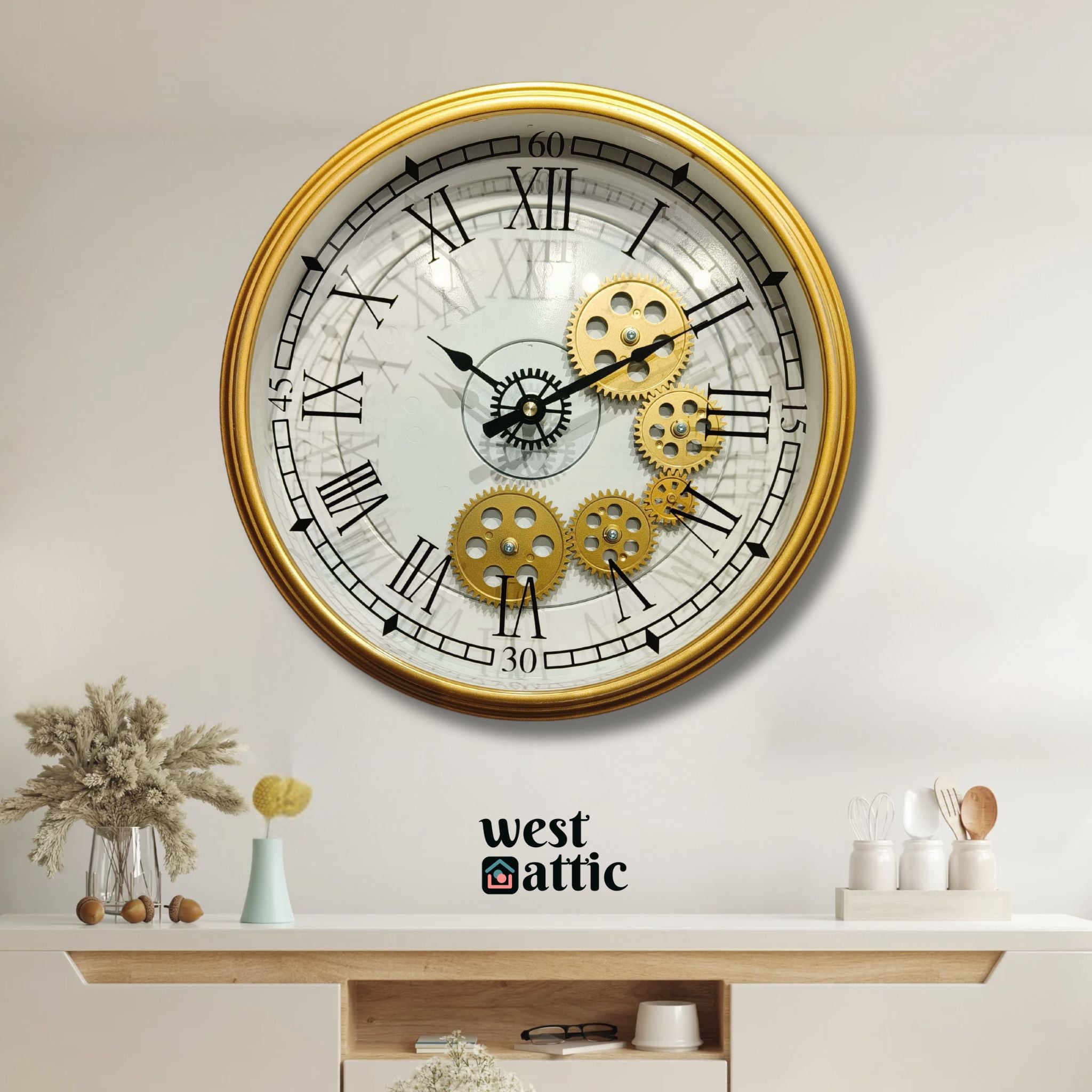 Sunny Copper Gear Wall Clock