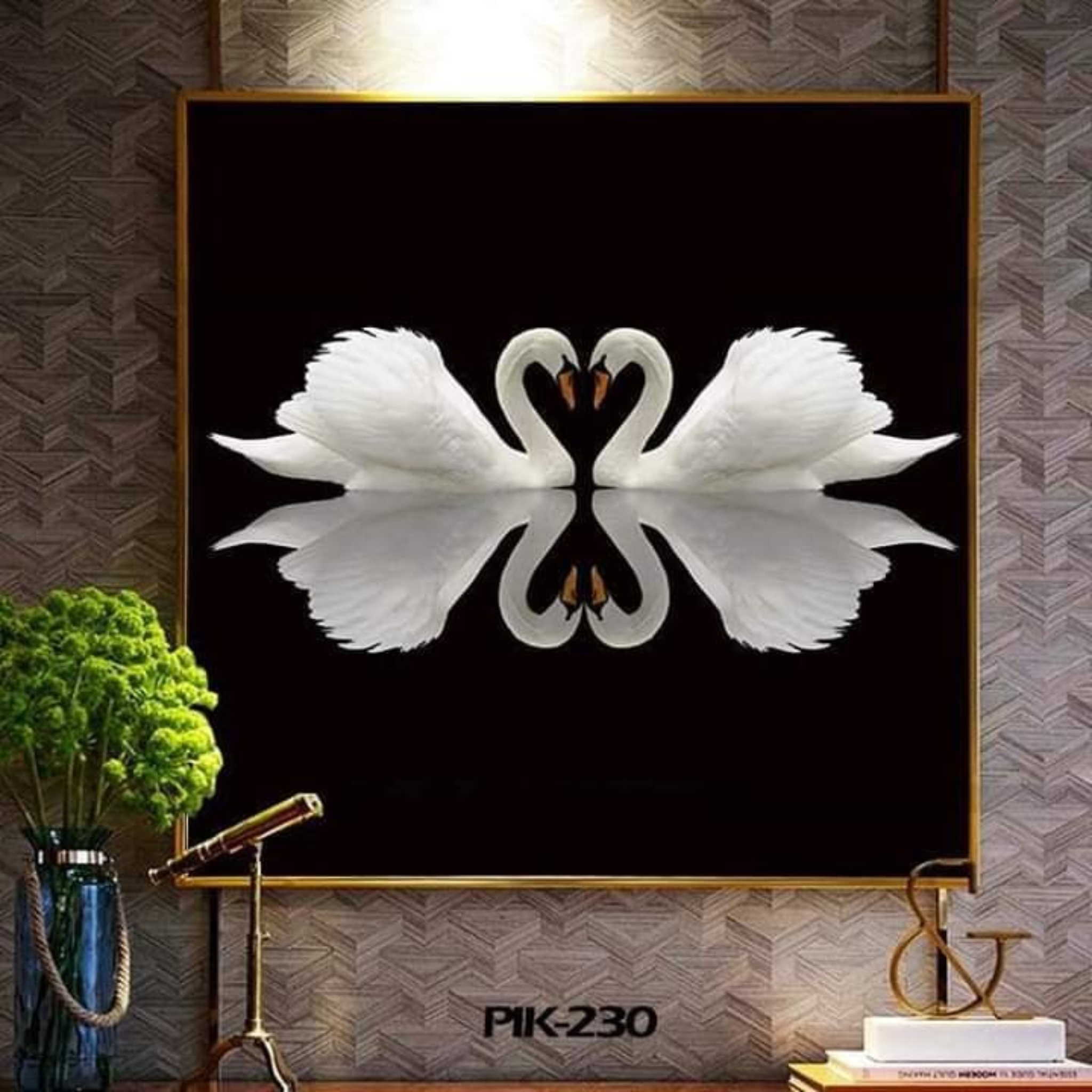 Swan Serenade Crystal Wall Painting