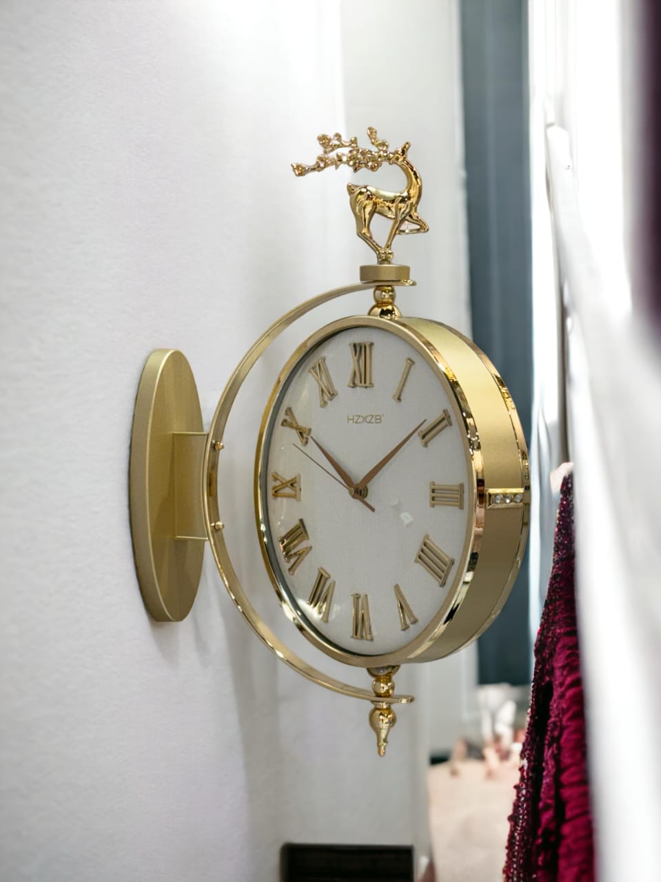 Prancing Deer Rotating Dual Dial Wall Clock