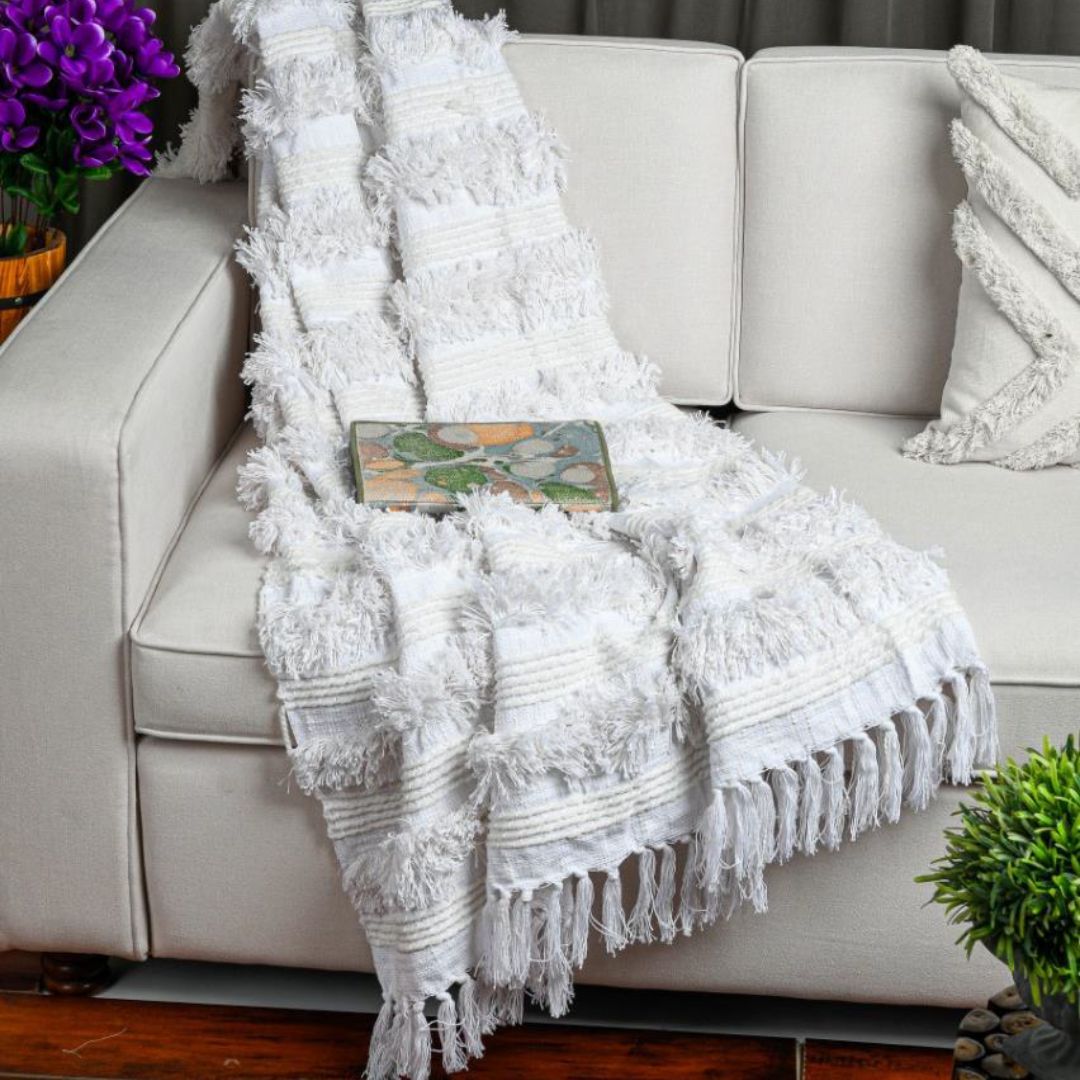 White Tufted Throw