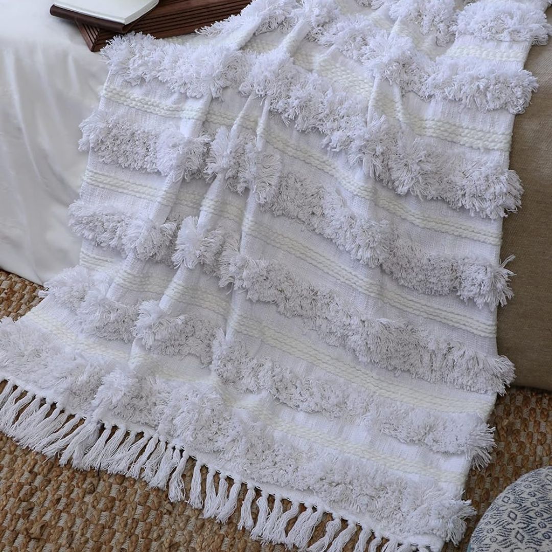 White Tufted Throw