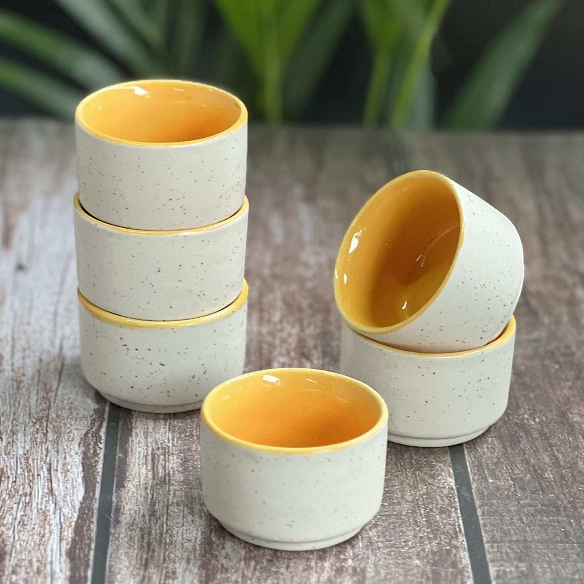 Yellow Round Dip Bowl - Set of 4