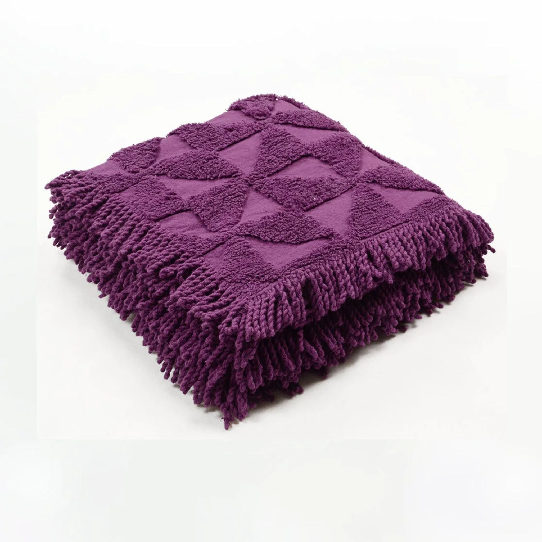 Firki Tufted Pattern Throw with Fringe