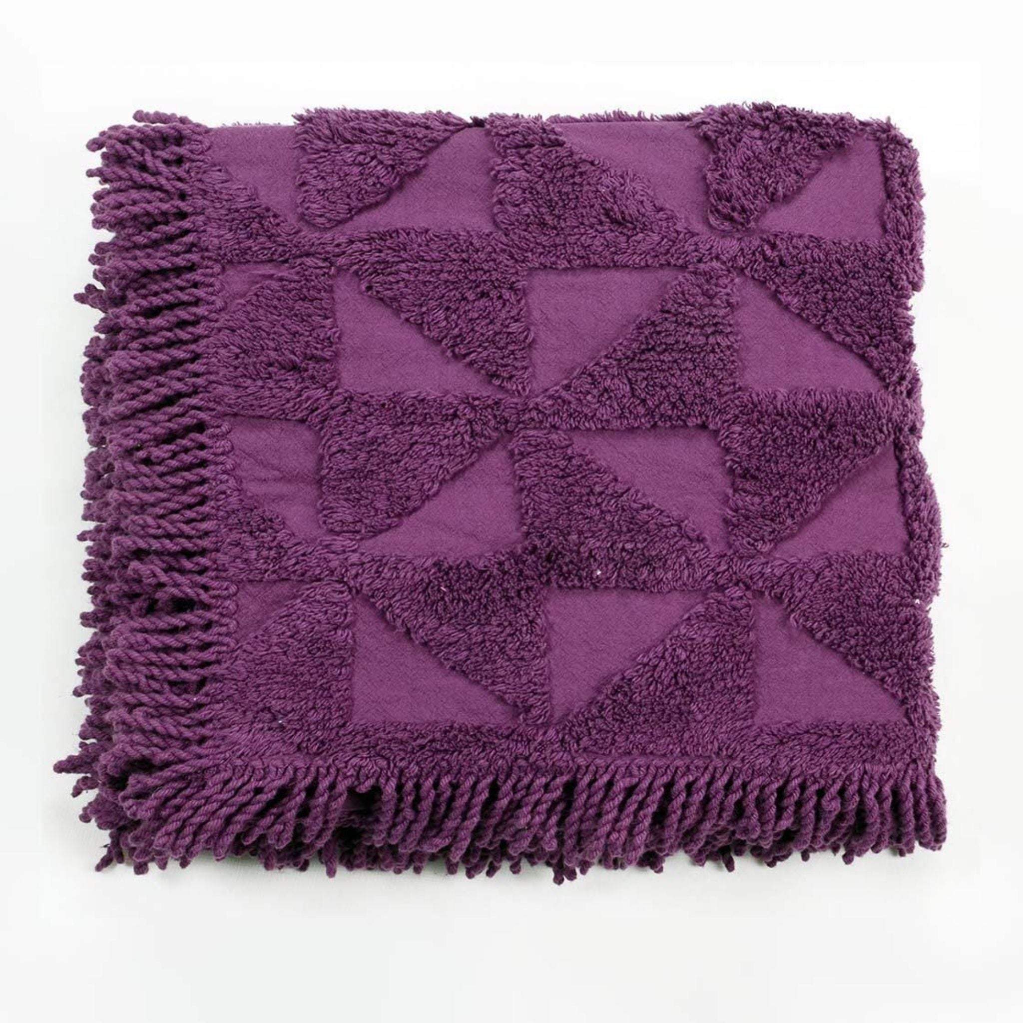 Firki Tufted Pattern Throw with Fringe