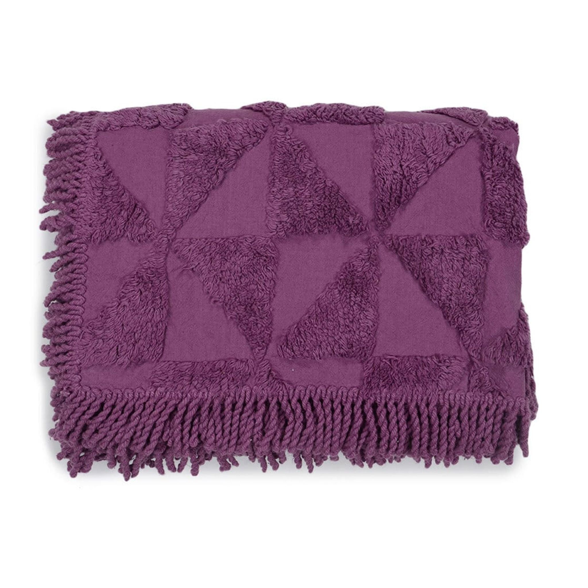 Firki Tufted Pattern Throw with Fringe