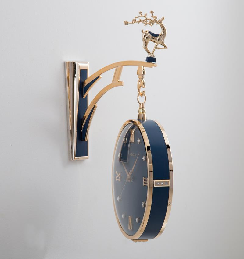 Prancing Reindeer Double Dial Wall Clock