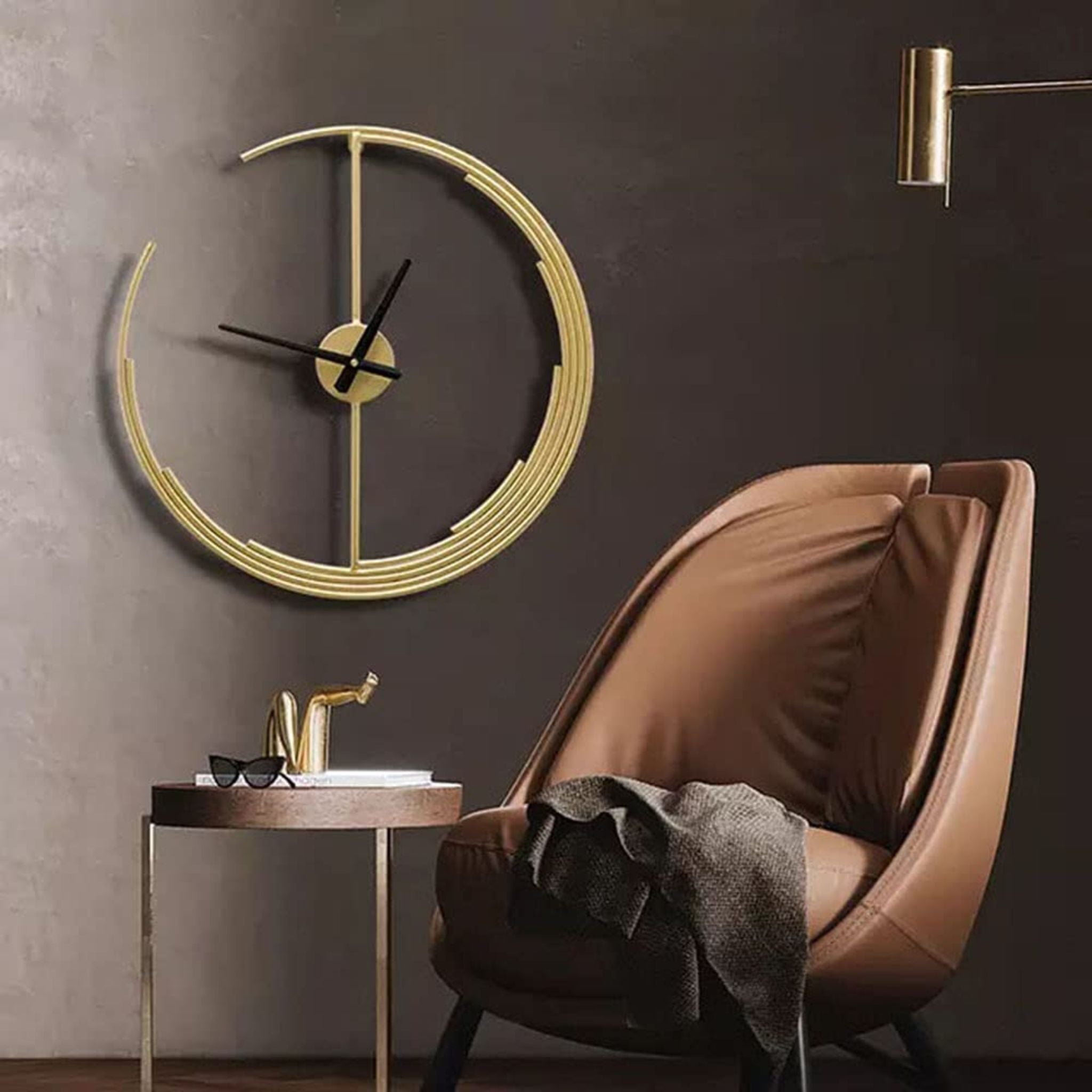 Golden Crescent Style Metal Wall Clock