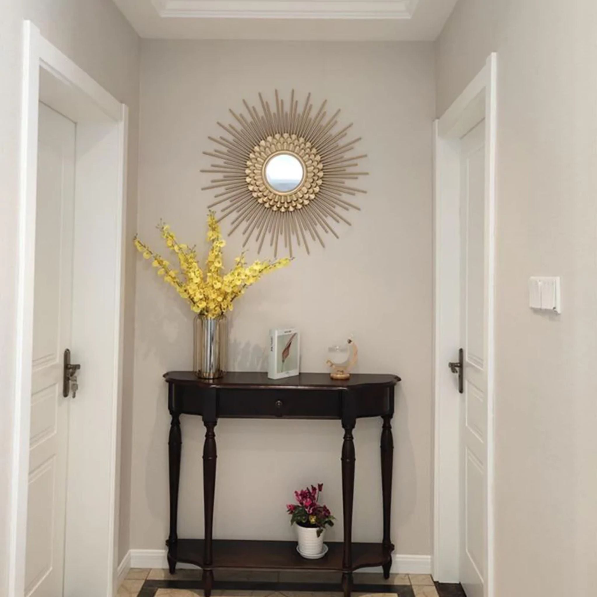 Golden Petal Sunburst Wall Mirror