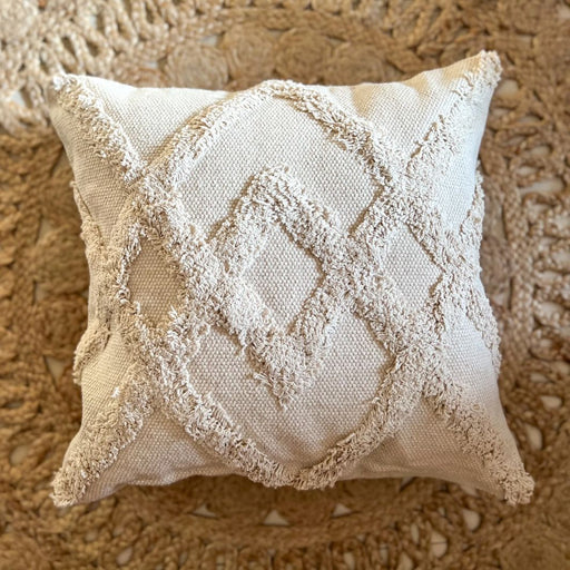 Hand tufted geometric White Cushion Cover - West Attic