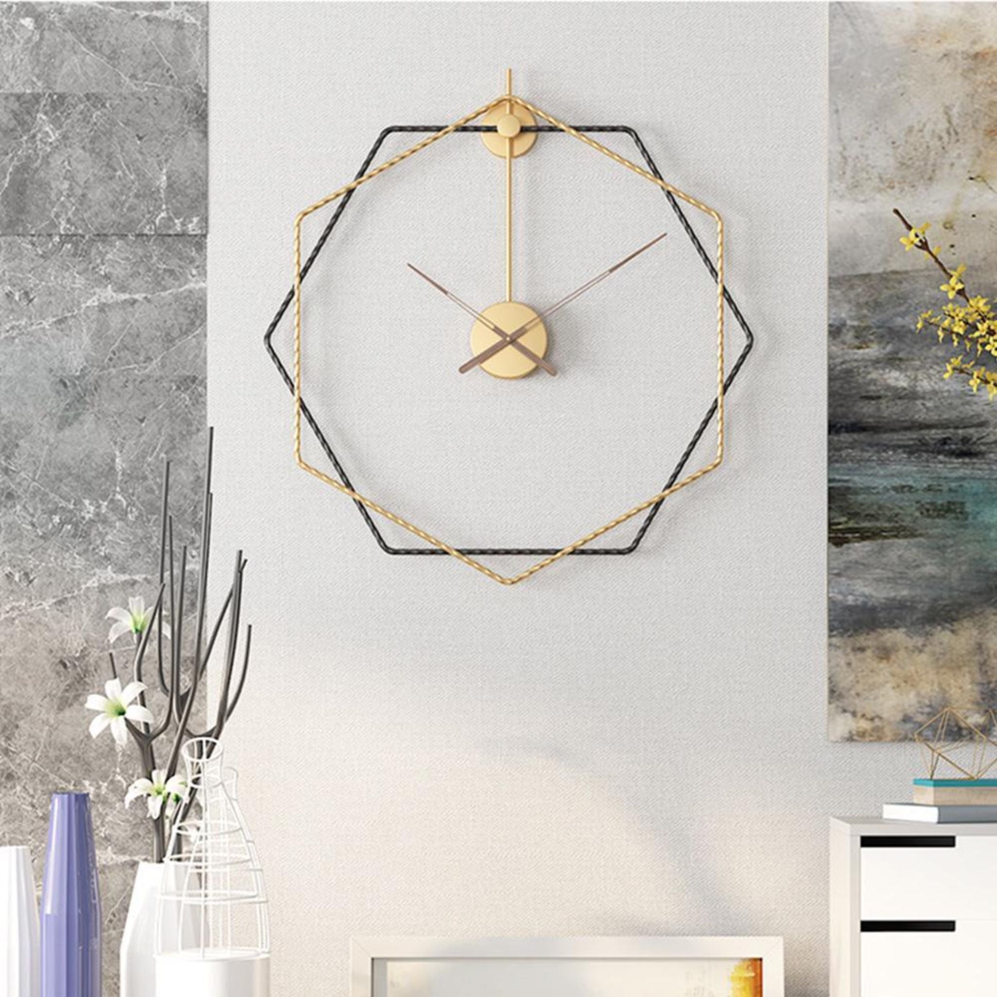 Hexagon Metal Wall Clock