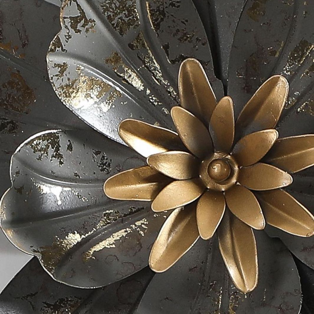 White and Grey Flower Metal Wall Art