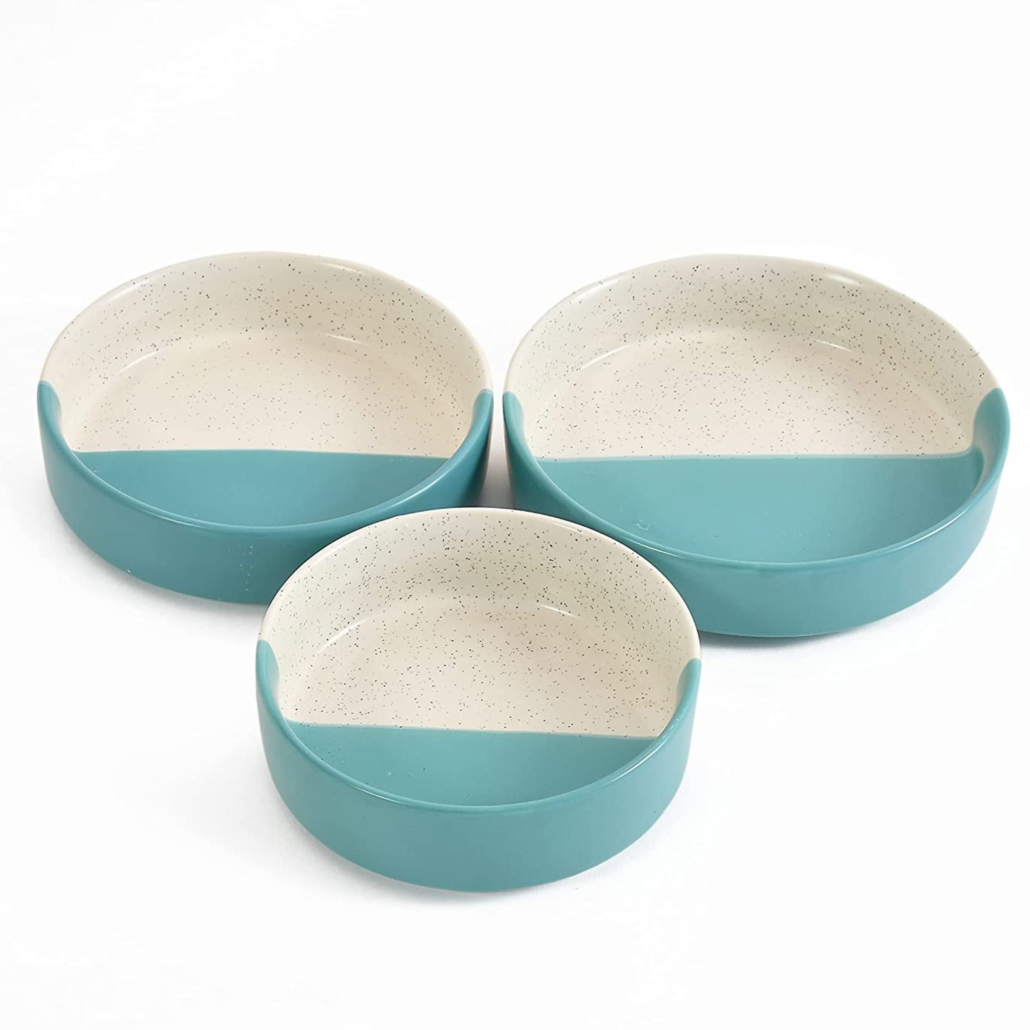 Half and Half Ceramic Snack Plates - Set of 3 - West Attic