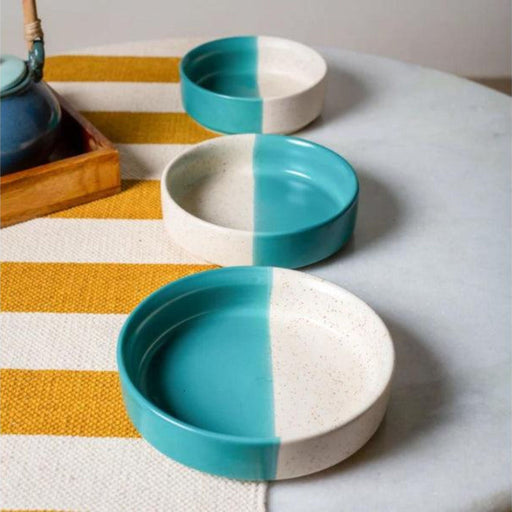 Half and Half Ceramic Snack Plates - Set of 3 - West Attic