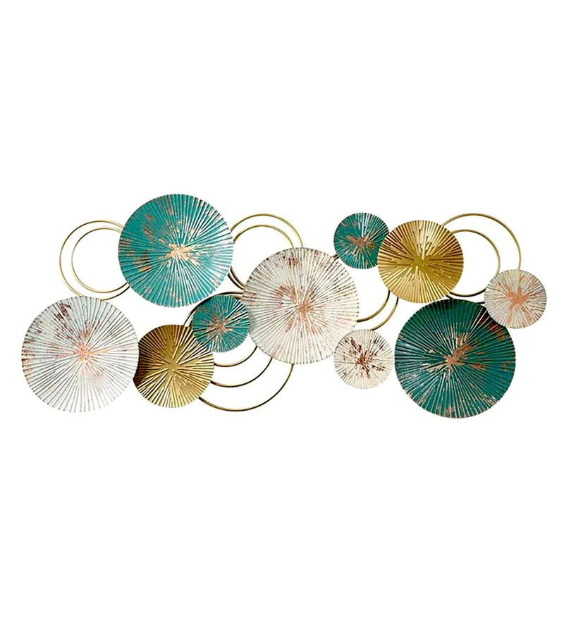 Teal Metal Wall Art with Colorful Metal Plates