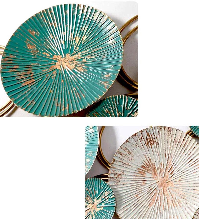 Teal Metal Wall Art with Colorful Metal Plates