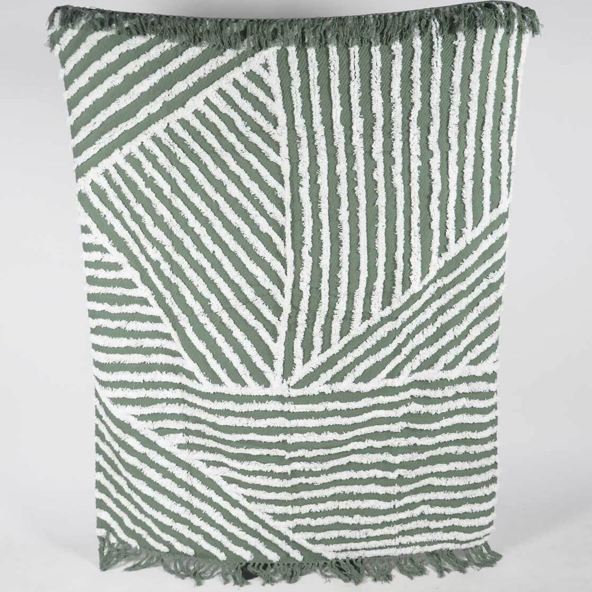 Tufted Stripe Throw with Tassel Fringe