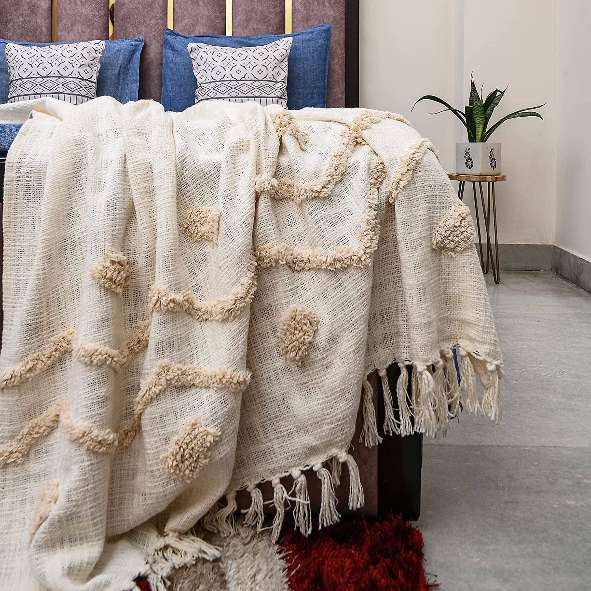 White Sage Cotton Tufted Throw