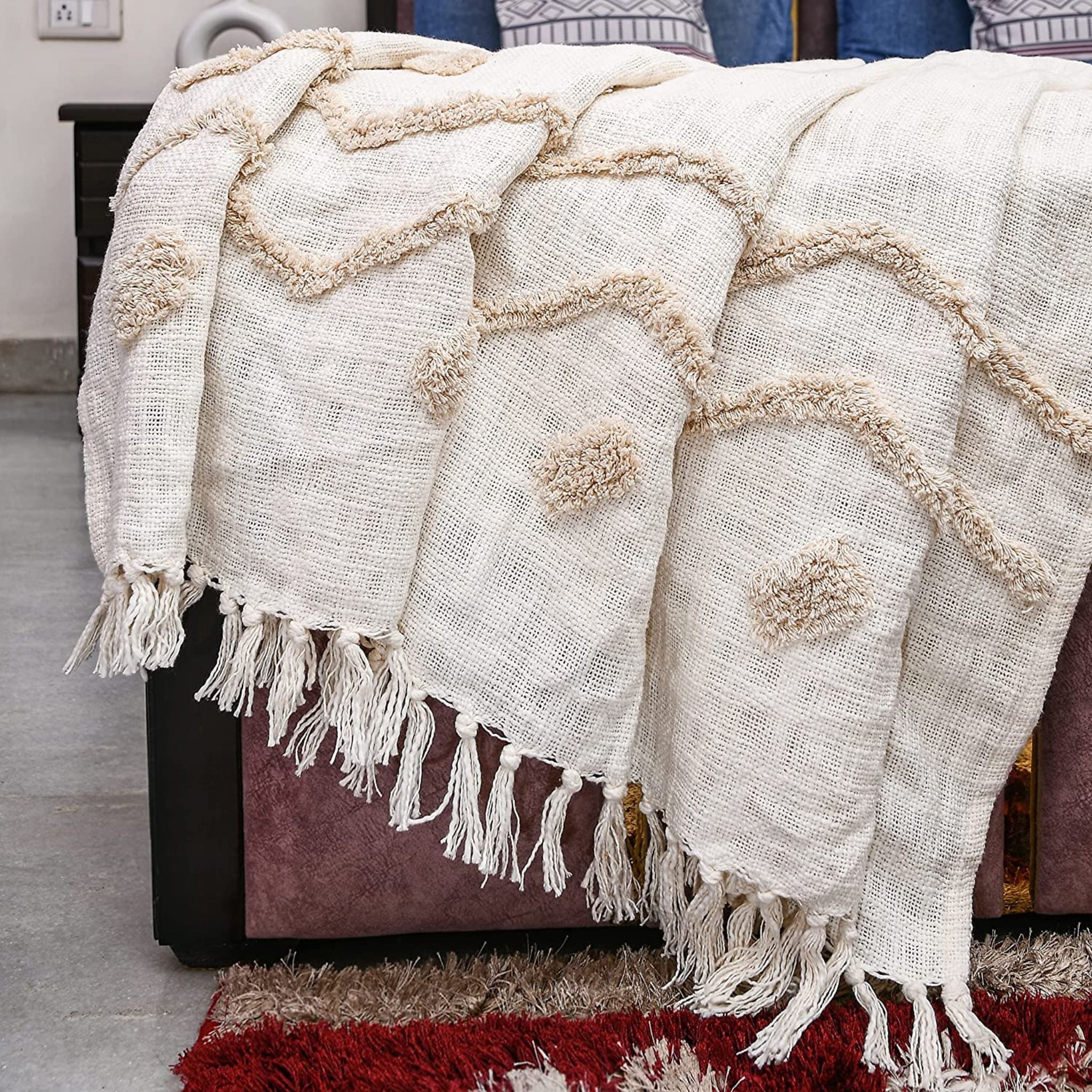 White Sage Cotton Tufted Throw West Attic