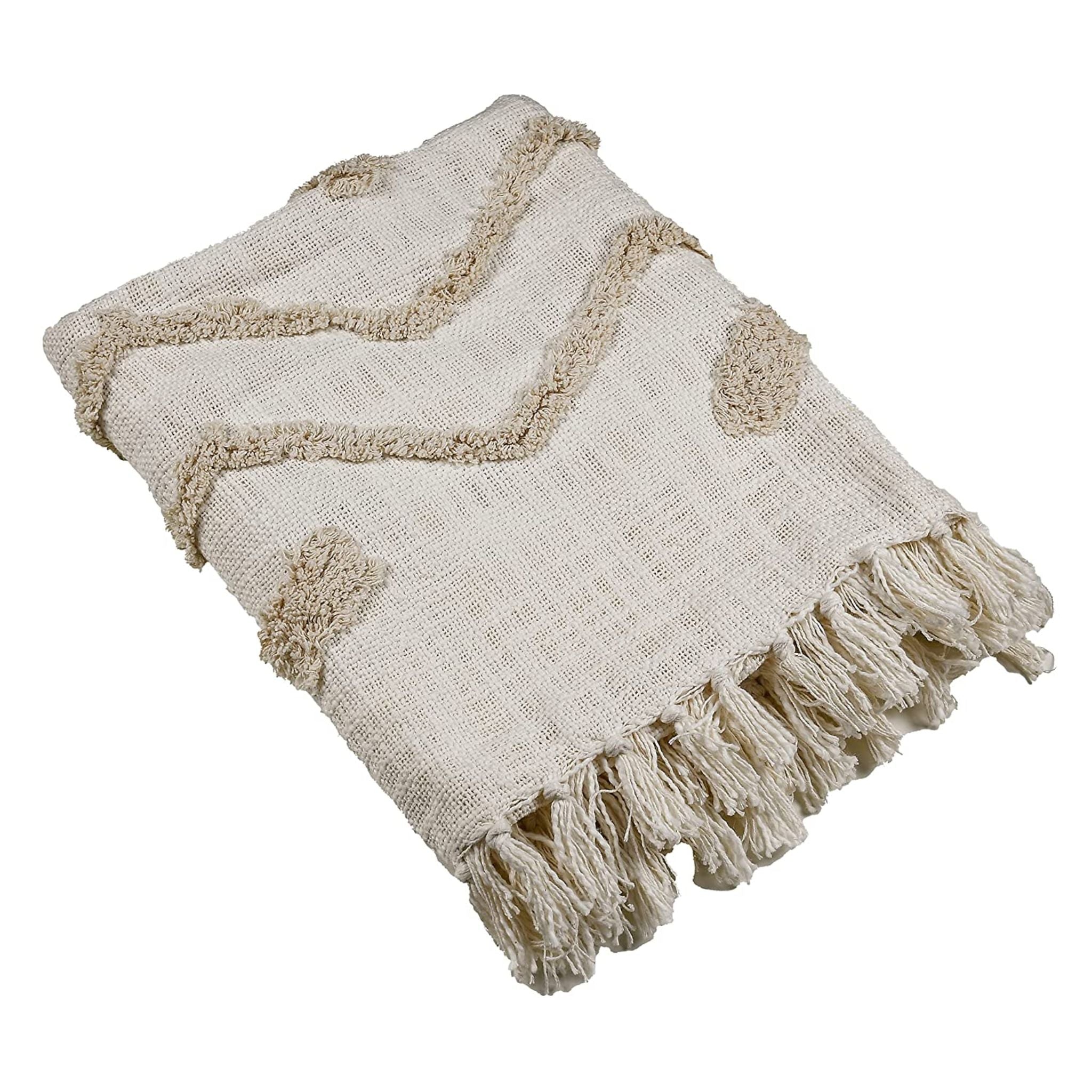 White Sage Cotton Tufted Throw